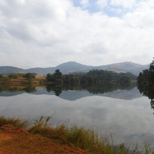 Riding past lakes in Swaziland